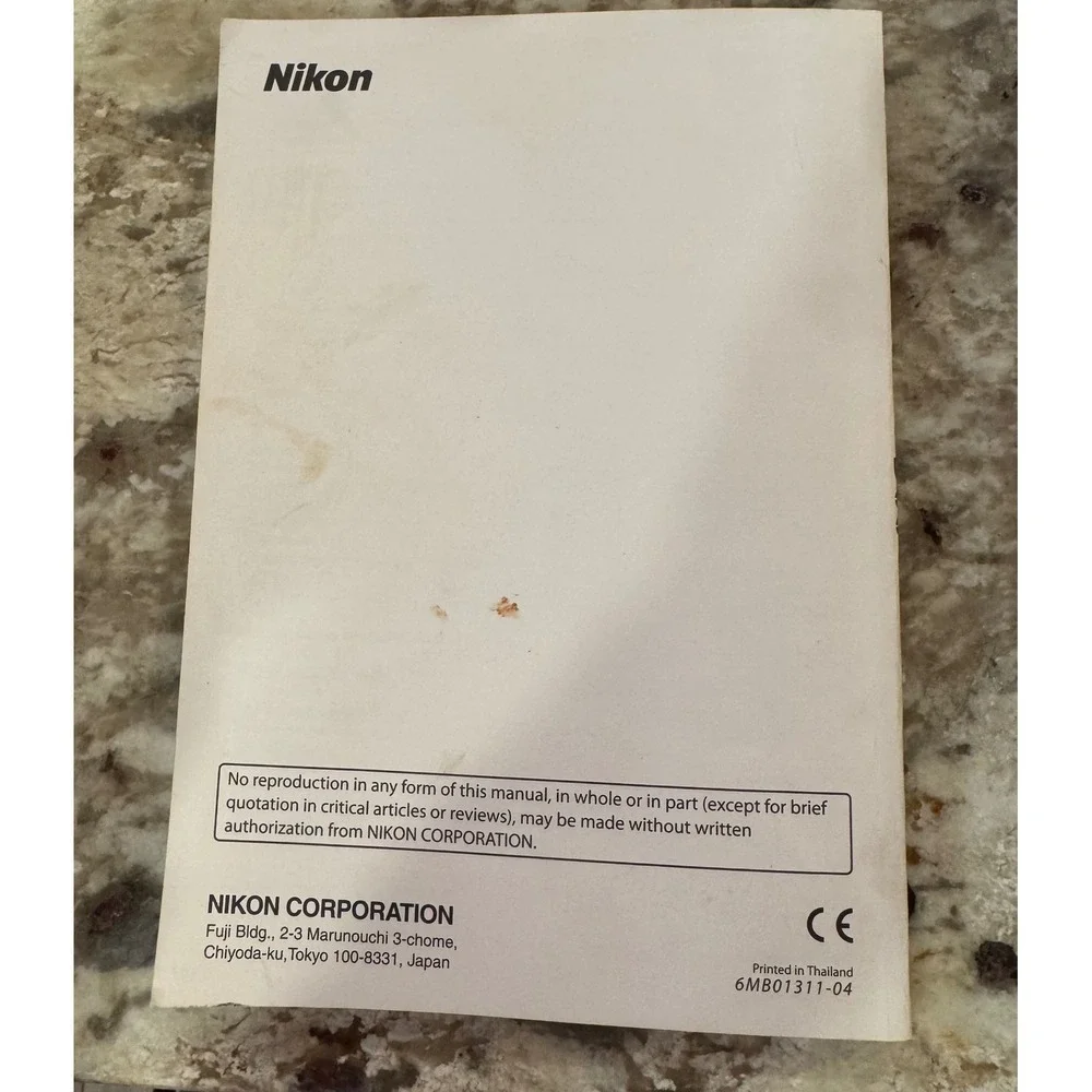 Nikon D60 Digital Camera User's Manual Original Printed Guide 6MB01311-04 B4.a
